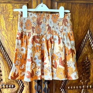 J Crew Linen Floral Women's Skirt in Orange and Brown